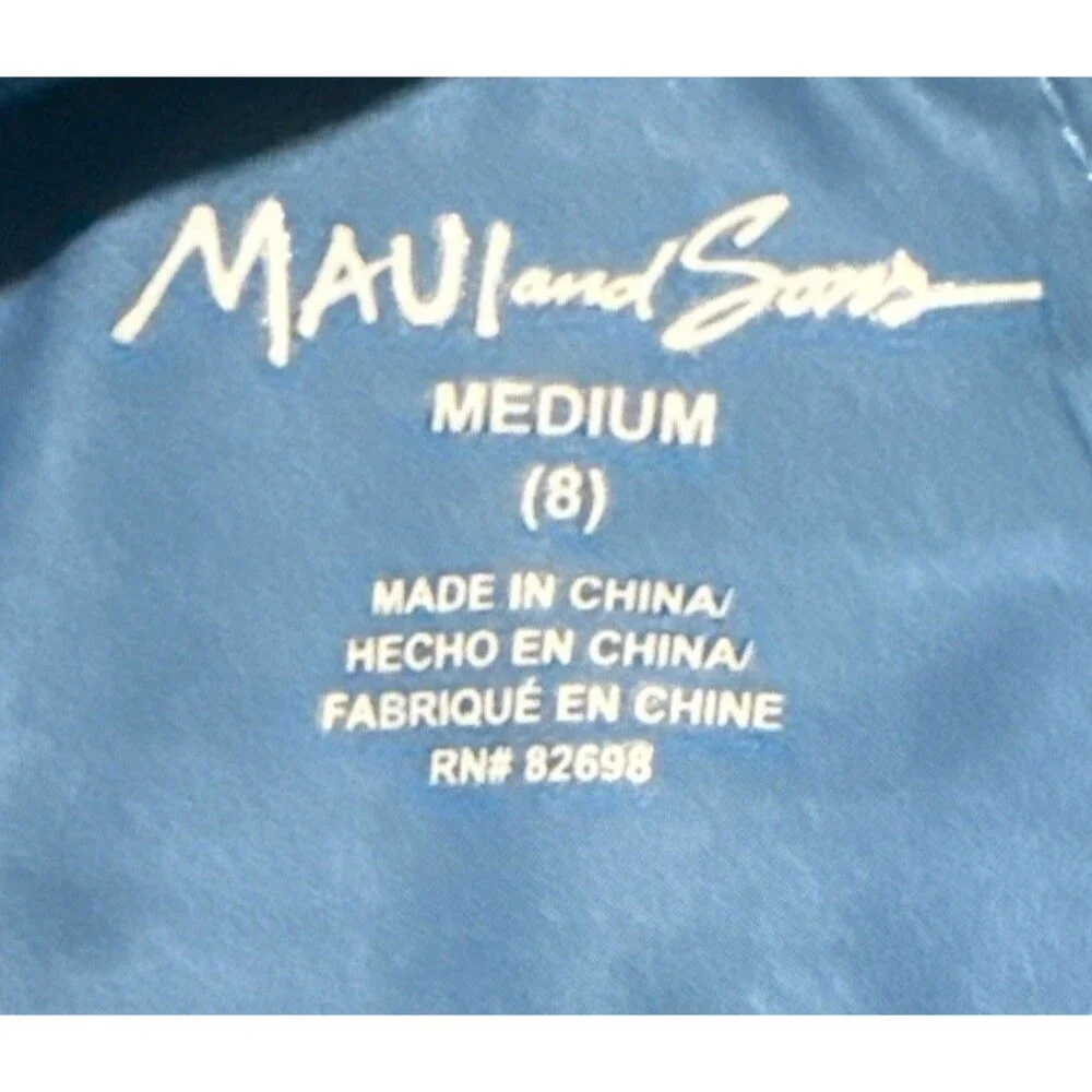 Maui and Sons Swim Set Boys 8 Blue UPF 50 Hooded Rash Guard Board Shorts NWT